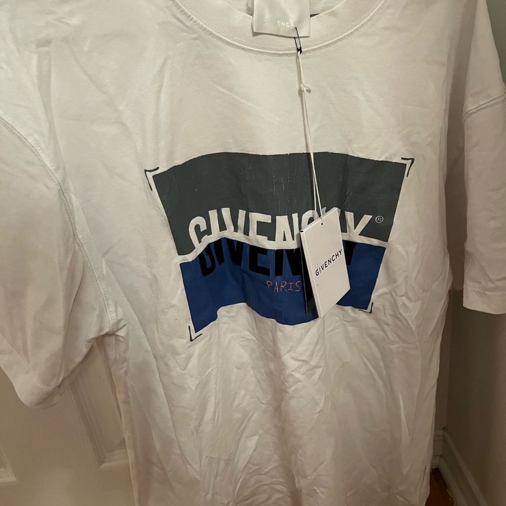 Givenchy Graphic White and Blue Tee